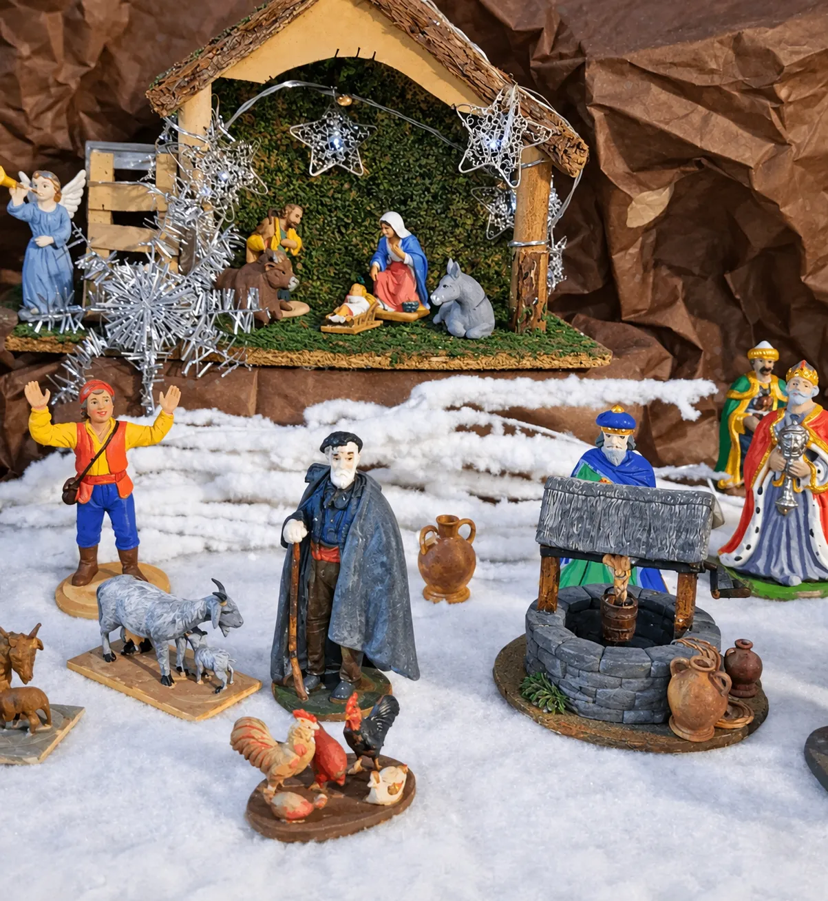 Crèche corse Fabbrica Corsa avec santons et scènes de village